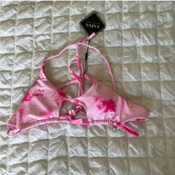Zaful Pink Bikini with Tie-Dye Effect bikini top only - Picture 1 of 7
